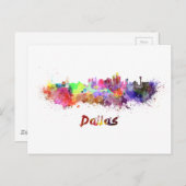 水彩画のダラスのスカイライン ポストカード (正面/裏面)