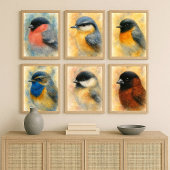 水彩画のチカデイ: 愛らしい小鳥の肖像 ポスター