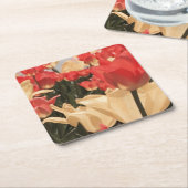 水彩画のチューリップのコースター スクエアペーパーコースター (アングル)