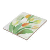 水彩画のチューリップの花、オリジナルのアートワーク タイル (側面)