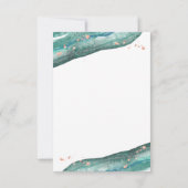 水彩画のティール(緑がかった色)およびばら色の金ゴールドGeode サンキューカード (裏面)