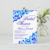 水彩画のティール(緑がかった色)のロイヤルブルーのブライダルシャワーの招待 招待状 (スタンド正面)