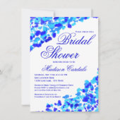 水彩画のティール（緑がかった色）のロイヤルブルーのブライダルシャワーの招待 招待状 (正面)
