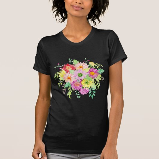 水彩画のデイジーの花束 Tシャツ (正面)