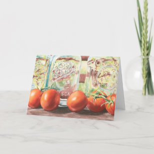 水彩画のトマトのガラスプリントNotecards カード