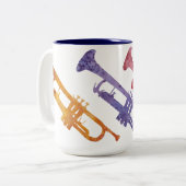 水彩画のトランペット ツートーンマグカップ (正面左)