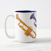 水彩画のトランペット ツートーンマグカップ (左)