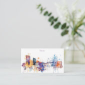 水彩画のトレド都市スカイライン 名刺 (スタンド正面)