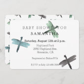 水彩画のトンボのベビーシャワー 招待状 (正面/裏面)