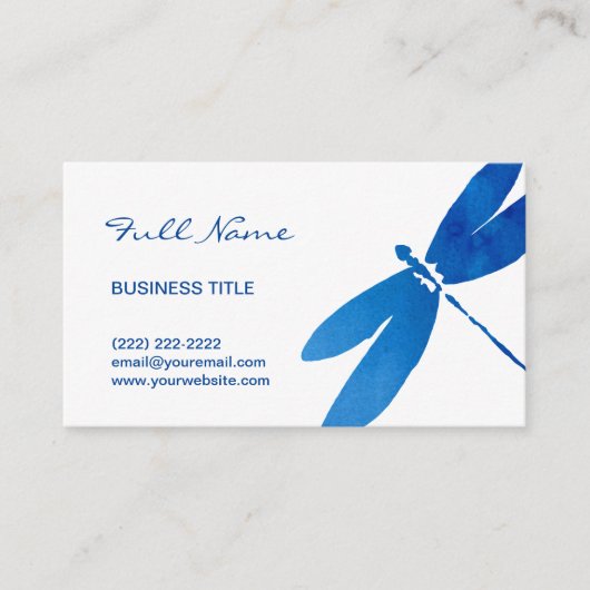 水彩画のトンボの名刺|の青 名刺 (正面)