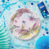 水彩画のトンボの紙皿 ペーパープレート (パーティー)