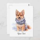 水彩画のドイツシェパードの子犬 - 個別メッセージ付き ポストカード (正面/裏面)