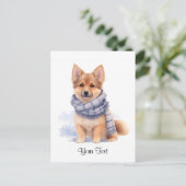 水彩画のドイツ牧羊犬の子犬　犬　パーソナライズド ポストカード (スタンド正面)