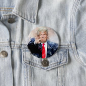 水彩画のドナルド・トランプが指差す肖像画 缶バッジ (インサイチュ)
