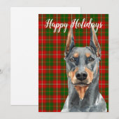 水彩画のドーベルマン・ピンシャー犬 オーダーメイド シーズンカード (正面/裏面)