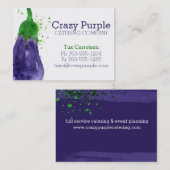 水彩画のナスの野菜食糧シェフのケータリング 名刺 (正面/裏面)