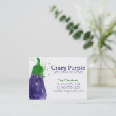 水彩画のナスの野菜食糧シェフのケータリング 名刺 (スタンド正面)