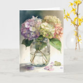 水彩画のハイドランジアの花 カード (黄色い花)