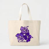 水彩画のハイビスカスのビーチのバッグ ラージトートバッグ (正面)