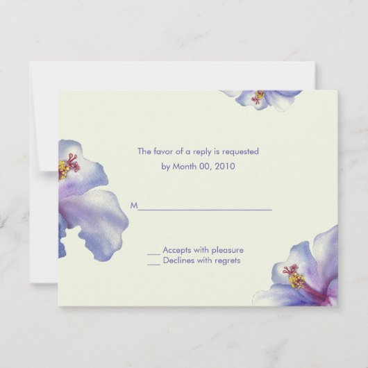 水彩画のハイビスカスの応答カード 出欠カード (正面)