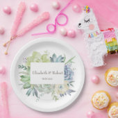 水彩画のハスのようなサボテン ペーパープレート (パーティー)