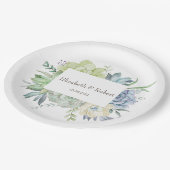 水彩画のハスのようなサボテン ペーパープレート (アングル)