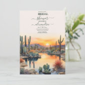水彩画のハスのような砂漠の風景　ブライズシャワー 招待状 (スタンド正面)