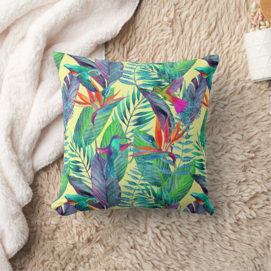 水彩画のハチドリは|あなたのイニシャルを加えます クッション (ブランケット)