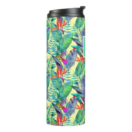 水彩画のハチドリは|あなたのイニシャルを加えます タンブラー (回転左)