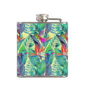 水彩画のハチドリは|あなたのイニシャルを加えます フラスク (裏面)