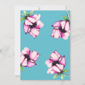 水彩画のハチドリ及び紫色の花のベビーシャワー 招待状 (裏面)