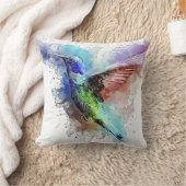 水彩画のハチドリ クッション (ブランケット)