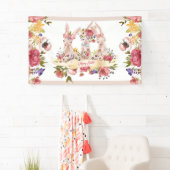 水彩画のハッピーイースターのバニー 横断幕 (インサイチュ)