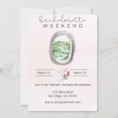 水彩画のハッピーエンドウィークエンド 招待状 (正面)