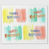 水彩画のハッピーバースデーの包装紙 ラッピングペーパー (フラット)