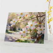 水彩画のハナミズキの花の研究C カード (黄色い花)