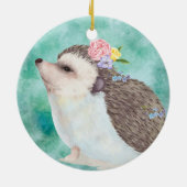 水彩画のハリネズミ セラミックオーナメント (裏面)