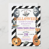 水彩画のハロウィンの衣裳のパーティの招待状 招待状 (正面)