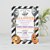 水彩画のハロウィンの衣裳のパーティの招待状 招待状 (スタンド正面)