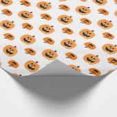 水彩画のハロウィーンのカボチャのちょうちんの包装紙 ラッピングペーパー (角)