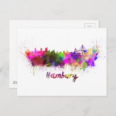水彩画のハンブルクのスカイライン ポストカード (正面/裏面)