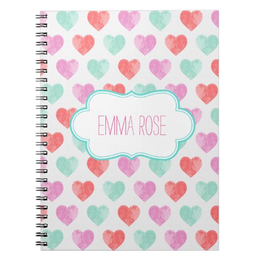 水彩画のハートのノート ノートブック (正面)