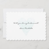 水彩画のハートはです私の新婦付添人カード決定します 招待状 (裏面)