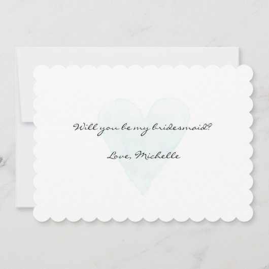 水彩画のハートはです私の新婦付添人カード決定します 招待状 (裏面)
