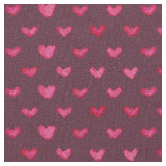 水彩画のハートパターン生地 ファブリック (クローズアップ)