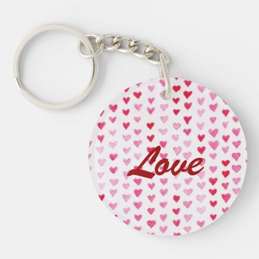 水彩画のハート キーホルダー (正面)