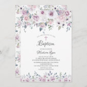 水彩画のバイオレットによっては洗礼が開花します 招待状 (正面/裏面)