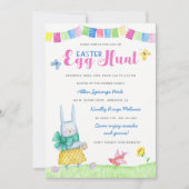 水彩画のバニーのイースターエッグの狩りの招待状 招待状 (正面)