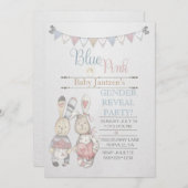 水彩画のバニーのベビーの性は明らかにします 招待状 (正面/裏面)