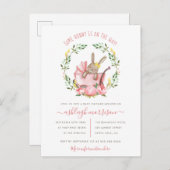 水彩画のバニーの春のリースの女の子のベビーシャワー インビテーションポストカード (正面/裏面)